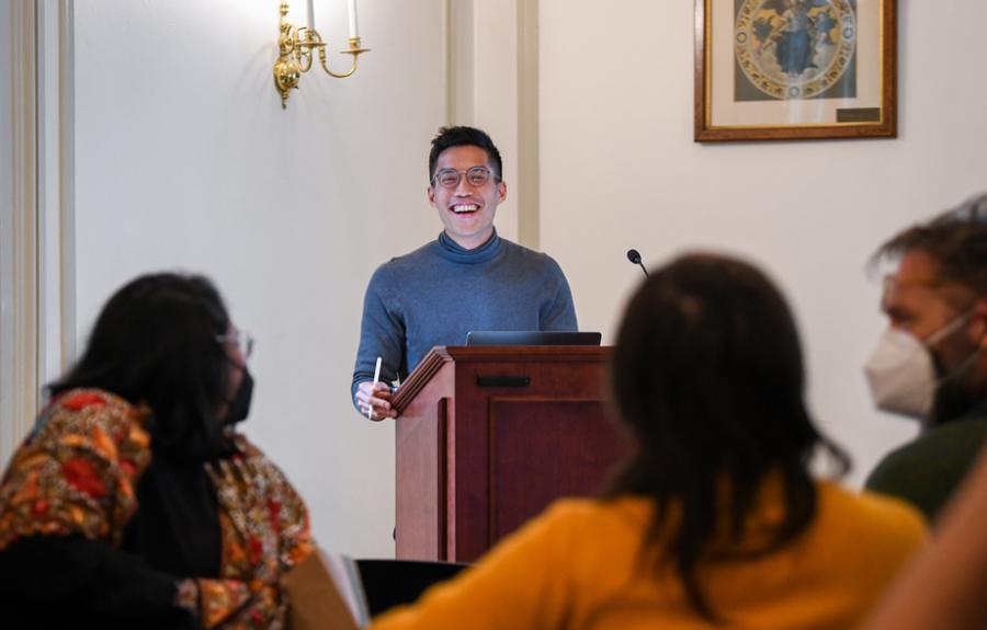 Kevin Duong, 22-23 Repair Fellow, presents work in the Guerlac ROom