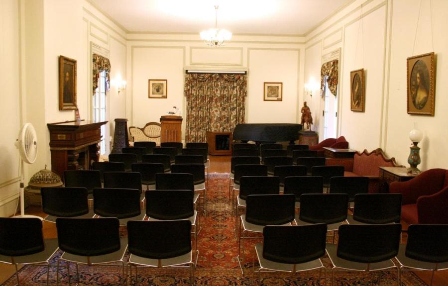 Guerlac Room set up with 45 chairs for lecture.