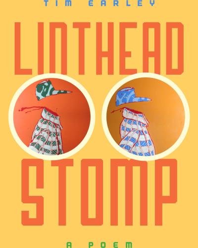 Book Cover of Earley&#039;s latest publication, Linthead Stomp. Depicts two headless figures with outfits matching their floating hats.