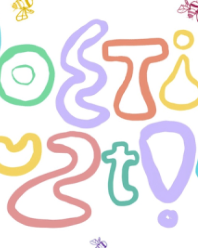 multi-colored logo spells out Poetic Justice 